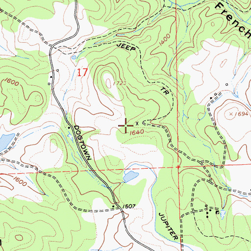 Topographic Map of Jack Rabbit Mine, CA