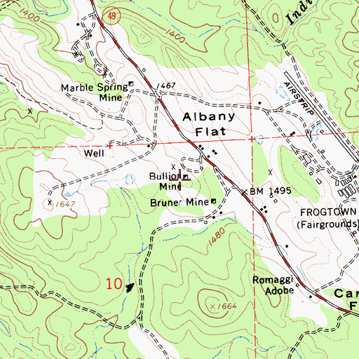 Topographic Map of Marble Springs Mine, CA