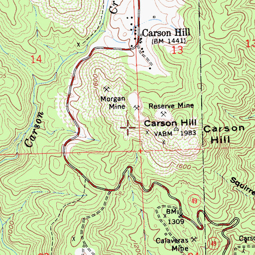 Topographic Map of New Year Mine, CA