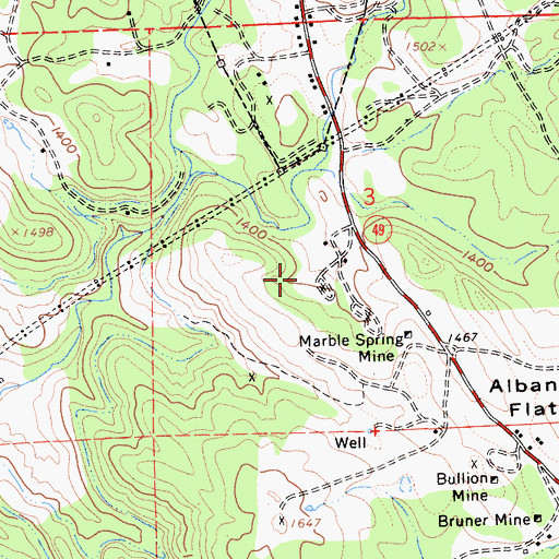 Topographic Map of Oriole Mine, CA