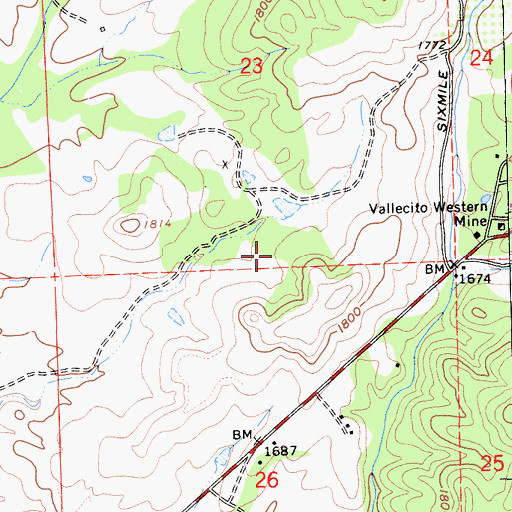 Topographic Map of Ozark Mine, CA