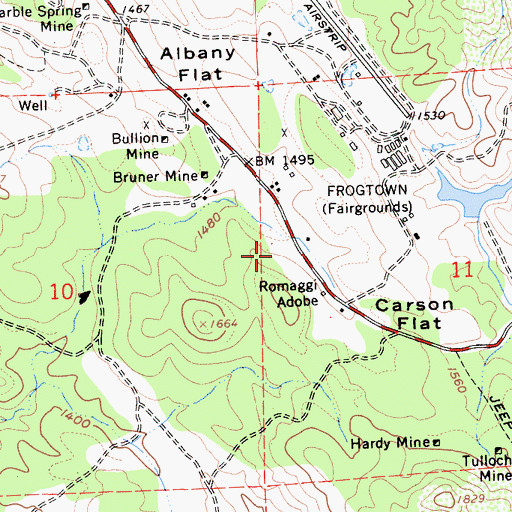 Topographic Map of Romaggi Family Mine, CA