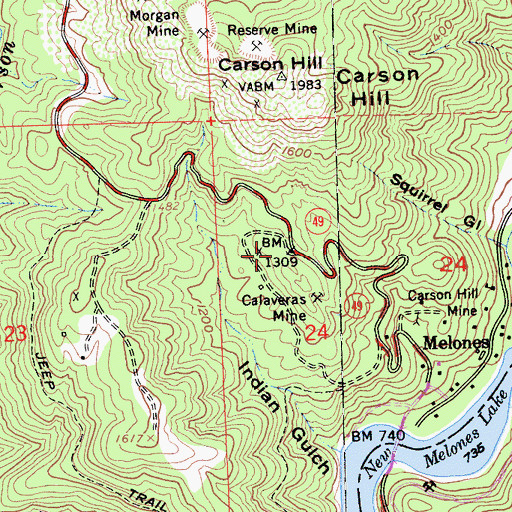 Topographic Map of Santa Cruz Mine, CA