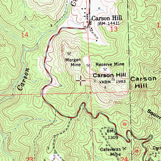 Topographic Map of Stevens Mine, CA