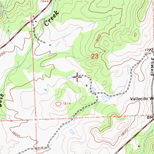Topographic Map of Val Ranch Prospect, CA