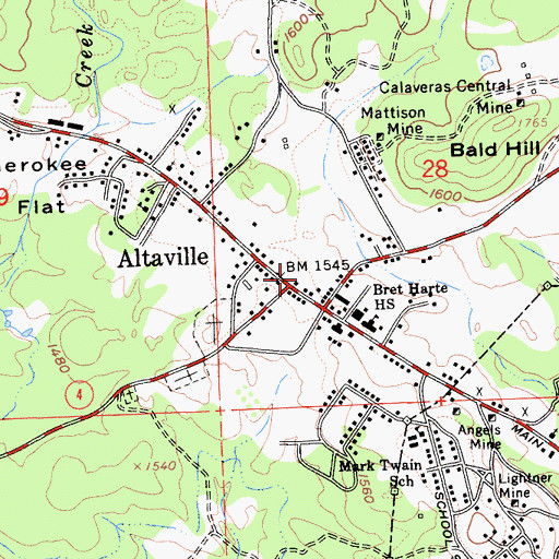 Topographic Map of Altaville Mine, CA