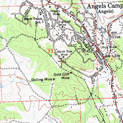 Topographic Map of Etna King Mine, CA