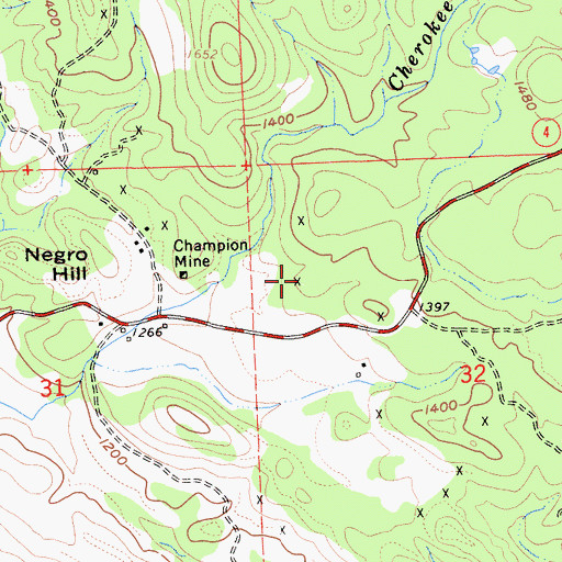 Topographic Map of Gold Hill Mine, CA