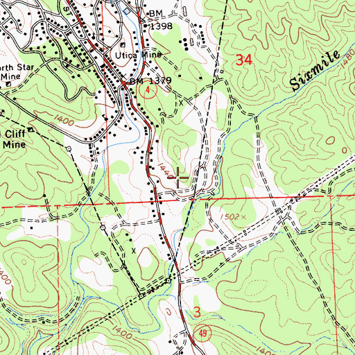 Topographic Map of Greenstone Mine, CA