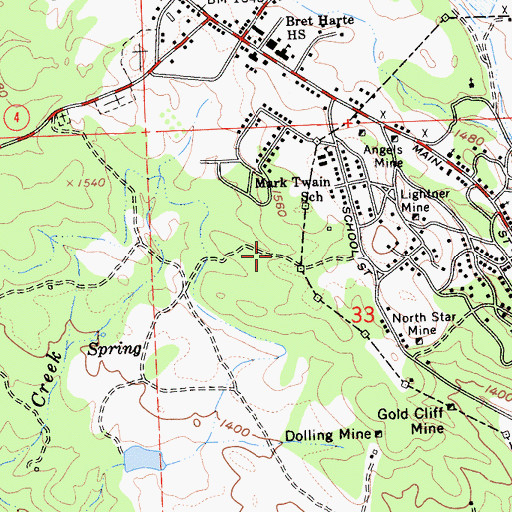 Topographic Map of Hale Mine, CA