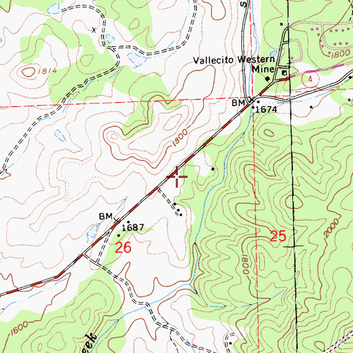 Topographic Map of Kentucky Mine, CA