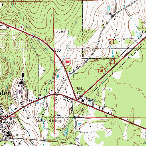 Topographic Map of Camden Post Office, AL