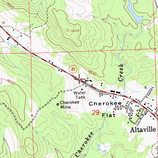 Topographic Map of Keystone Mine, CA