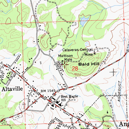 Topographic Map of McElroy Mine, CA