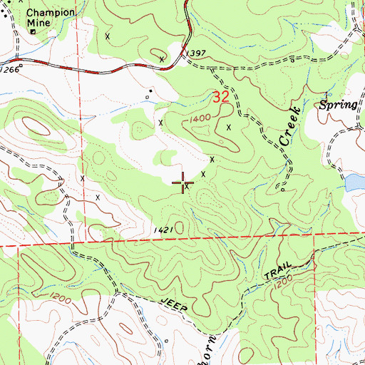 Topographic Map of Nugget Mine, CA