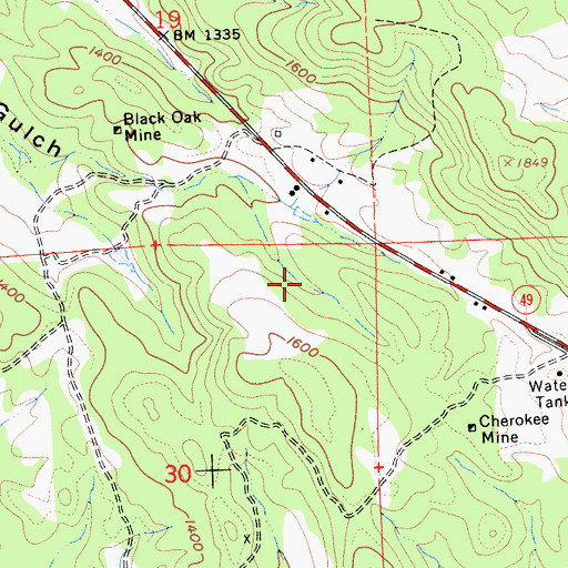 Topographic Map of Panuga Mine, CA
