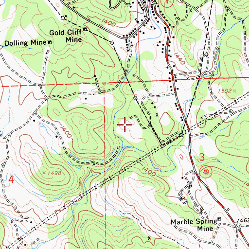 Topographic Map of Russell Mine, CA