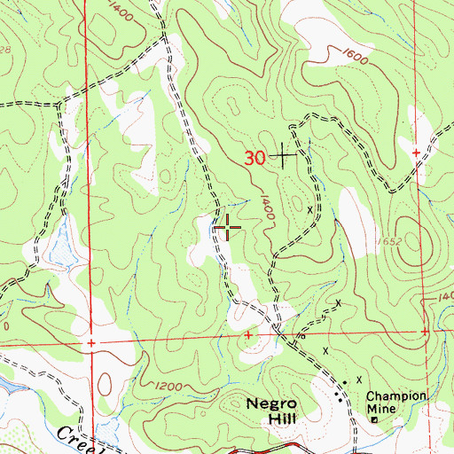 Topographic Map of Safe Deposit Mine, CA