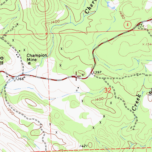 Topographic Map of Wagon Rut Mine, CA