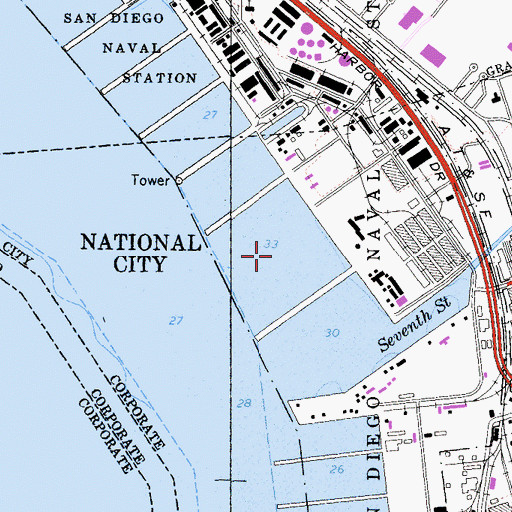 Topographic Map of Pier 7, CA