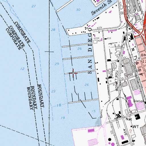 Topographic Map of Pier 12, CA