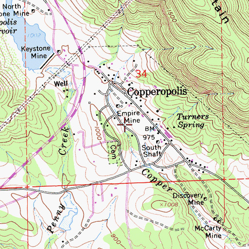 Topographic Map of Union Mine, CA