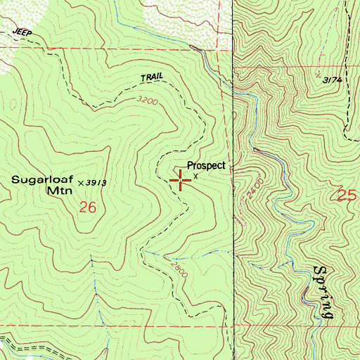 Topographic Map of Sugarloaf Prospect, CA