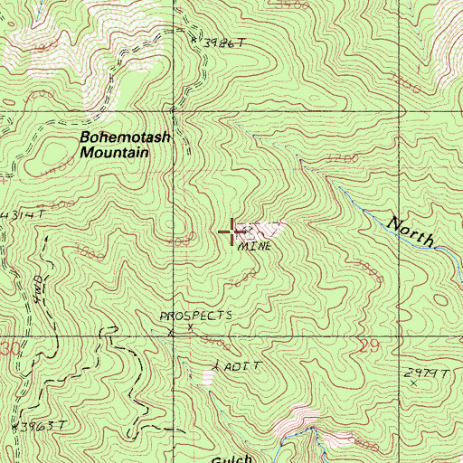 Topographic Map of Sutro Mine, CA