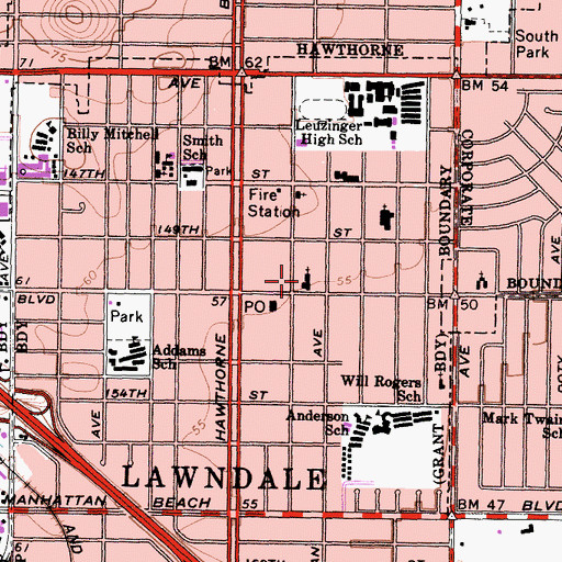 Topographic Map of First Baptist Church, CA