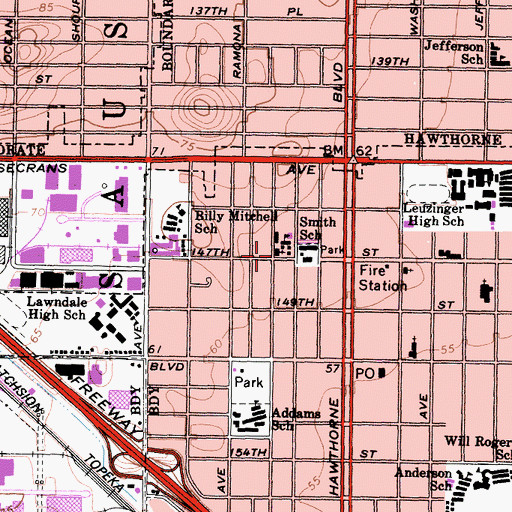 Topographic Map of First Congregational Church, CA