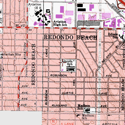 Topographic Map of Glen Anderson Park, CA