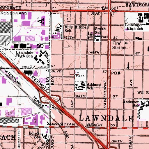 Topographic Map of Jane Addams Park, CA
