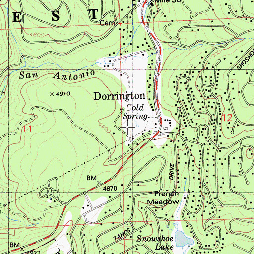 Topographic Map of Cold Spring, CA