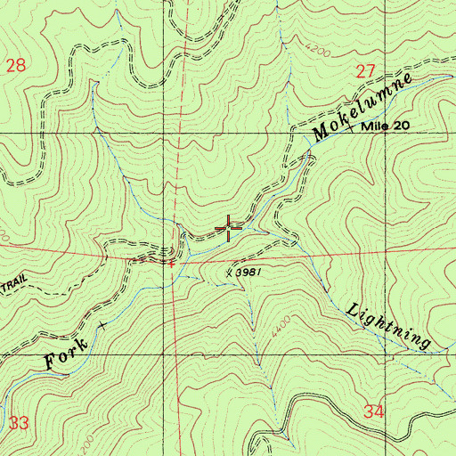 Topographic Map of Lightning Creek, CA