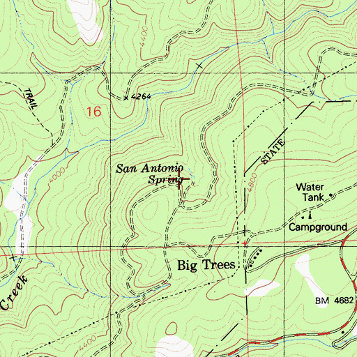 Topographic Map of San Antonio Spring, CA