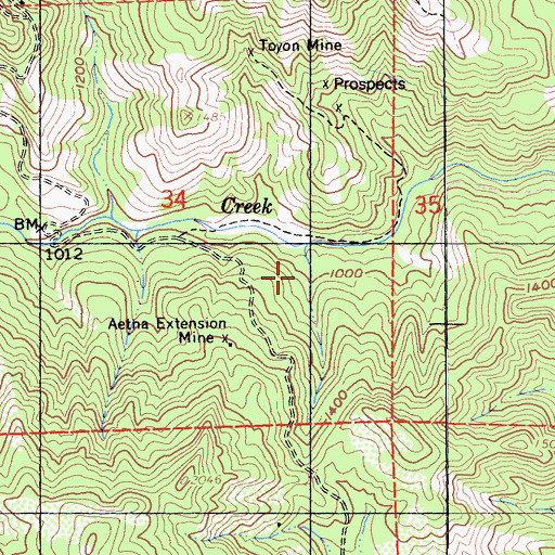 Topographic Map of Ivanhoe Mine, CA