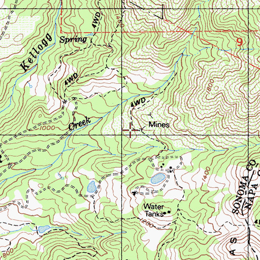Topographic Map of Yellowjacket Mine, CA