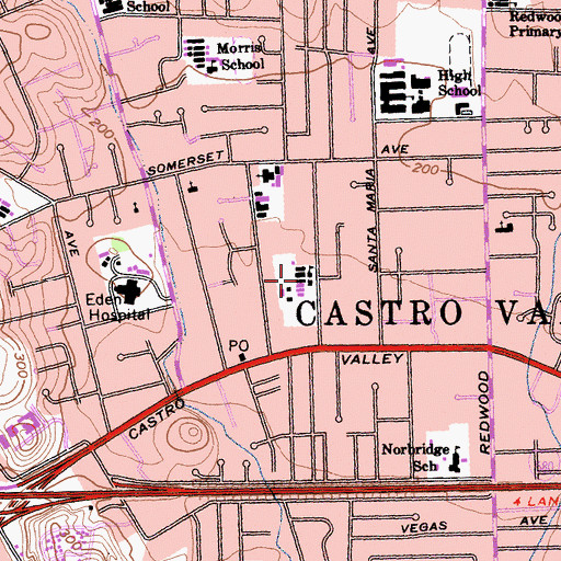 Topographic Map of Castro Valley Elementary School, CA