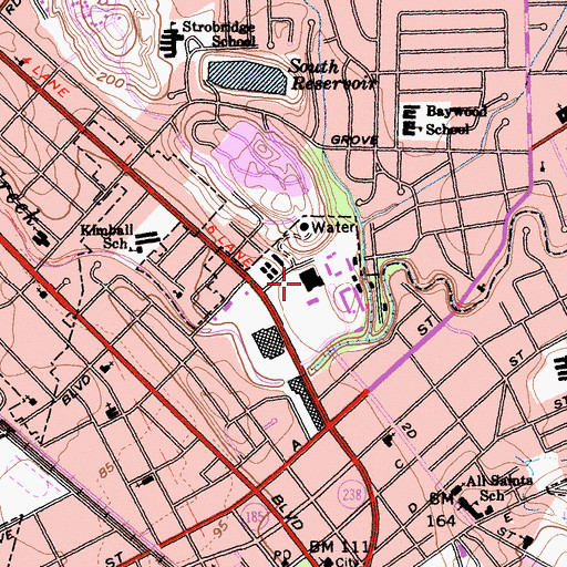 Topographic Map of Centennial Hall, CA