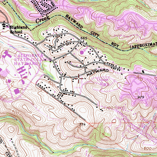 Topographic Map of College Heights Park, CA