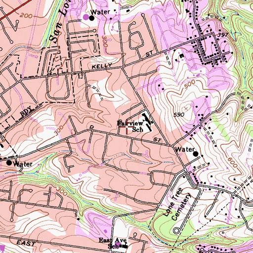 Topographic Map of Fairview Park, CA