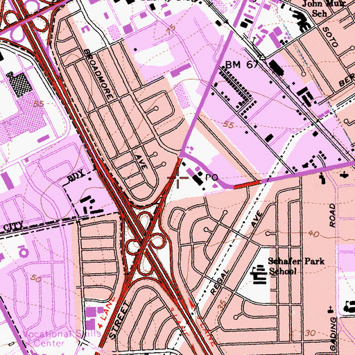 Topographic Map of Gateway Plaza Shopping Center, CA