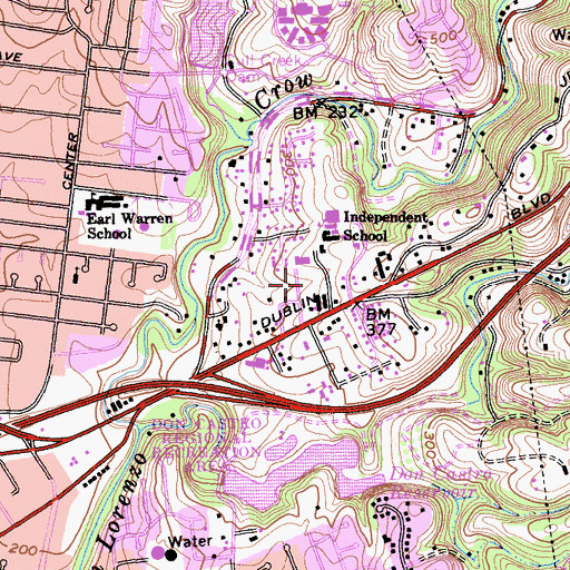 Topographic Map of Independent Park, CA