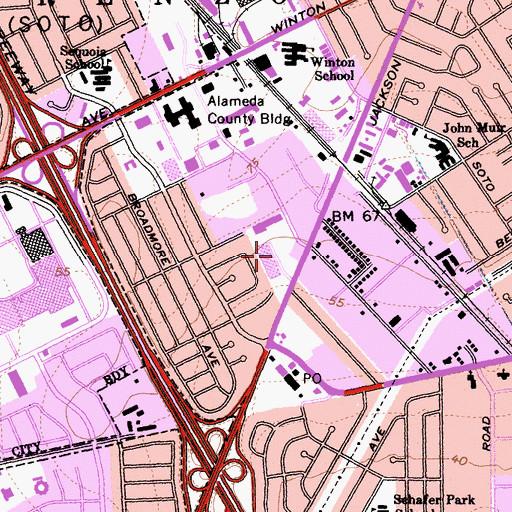 Topographic Map of Jackson-Amador Shopping Center, CA