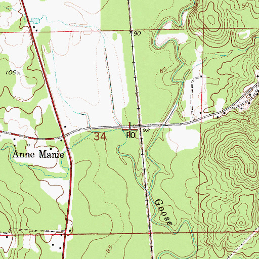 Topographic Map of Annemanie Post Office (historical), AL