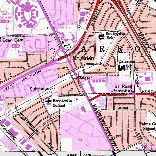 Topographic Map of Mount Eden Post Office, CA