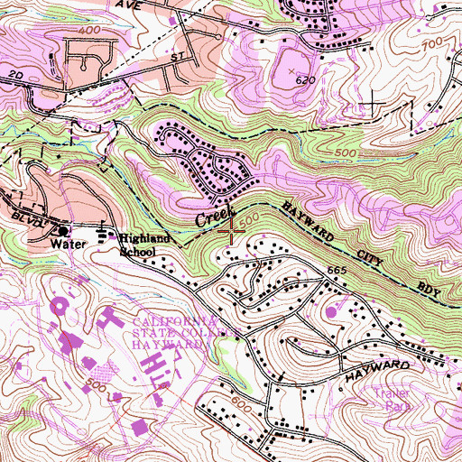 Topographic Map of Old Highlands Park, CA