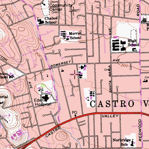 Topographic Map of Our Lady of Grace School, CA