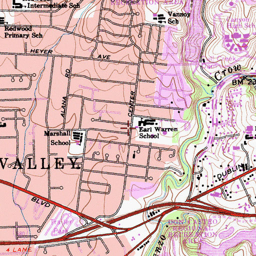 Topographic Map of Creekside Middle School, CA