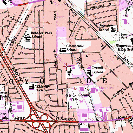 Topographic Map of Saint Bede Catholic School, CA